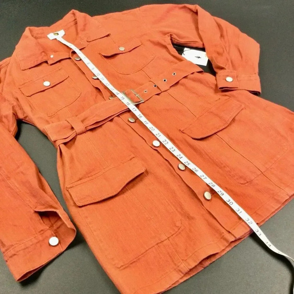 NWT Whiteroom+Cactus Womens Orange Belted Long Sleeve Button Front Jacket Large - Picture 4 of 12